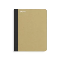 Staples Premium Composition Notebook, 7.5" x 9.75", Wide Ruled, 100 Sheets, Brown (TR52119) New