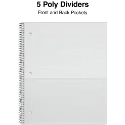 Staples Premium Poly 5-Subject Notebook, 8.5