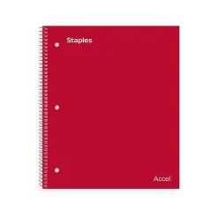 Staples Premium Poly 5-Subject Notebook, 8.5" x 11", College Ruled, 200 Sheets, (ST58319) Red