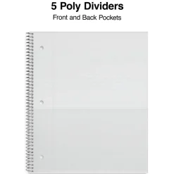 Staples Premium Poly 5-Subject Notebook, 8.5