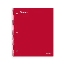 Staples Premium Poly 3-Subject Notebook, 8.5" x 11", College Ruled, 150 Sheets, (ST58315) Red Discount