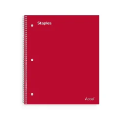 Staples Premium Poly 1-Subject Notebook, 8.5" x 11", College Ruled, 100 Sheets, (ST20952D) Red