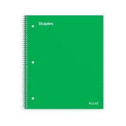 Staples Premium 1-Subject Notebook, 8" x 10.5", Wide Ruled, 100 Sheets, Green, 12/Carton (TR51452CT)