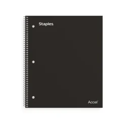 Staples Premium 1-Subject Notebook, 8" x 10.5", Wide Ruled, 100 Sheets, Black, 12 Notebooks/Carton (TR20956CT)