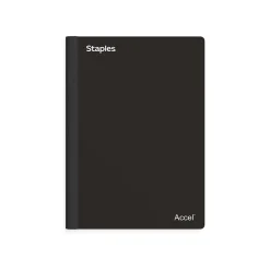 Staples Premium 2-Subject Notebook, 6" x 9.5", College Ruled, 100 Sheets, (TR58325) Black New