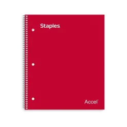 Staples Premium 1-Subject Notebook, 8.5" x 11", Graph Ruled, 100 Sheets, (TR58324) Red Clearance