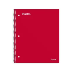 Staples Premium 2-Subject Notebook, 8.5" x 11", College Ruled, 120 Sheets, (TR58312) Red Sale