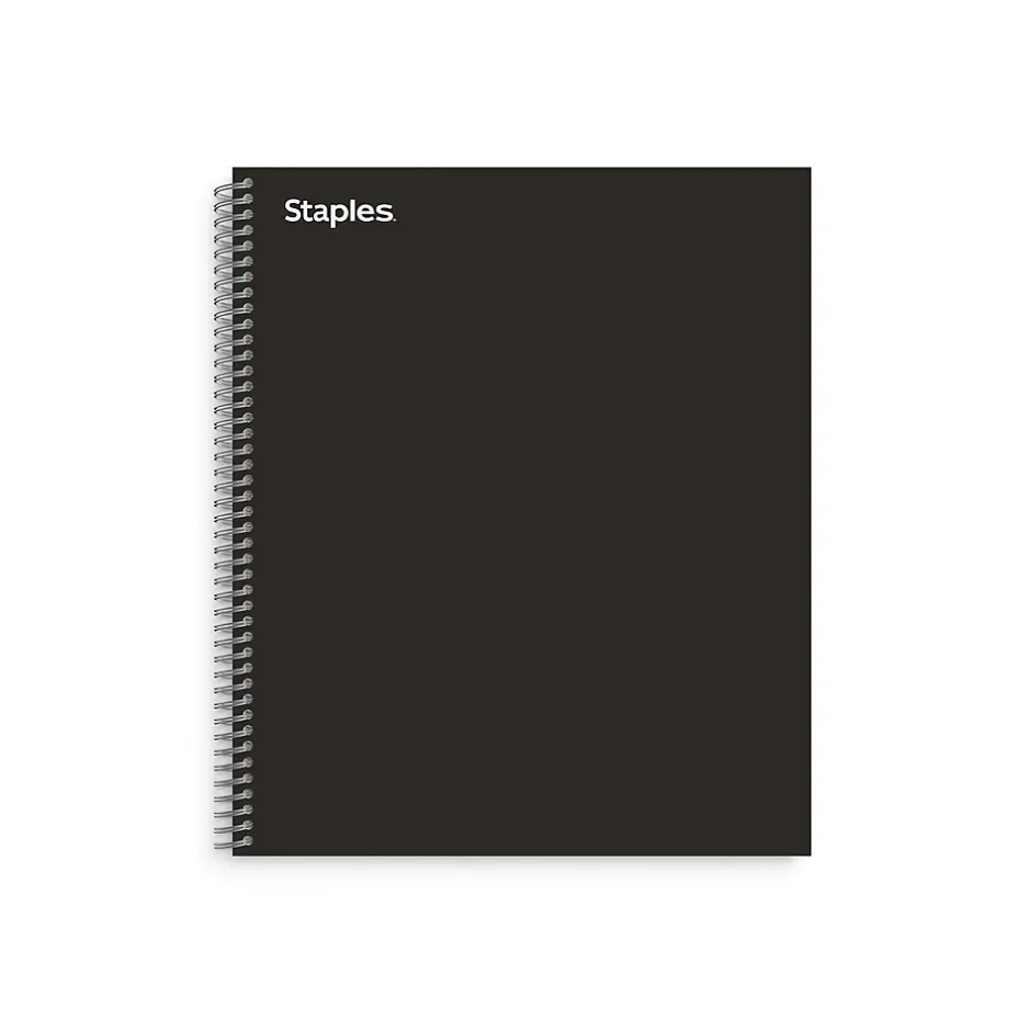 Staples ® Premium 3-Subject Subject Notebooks, 8.5" x 11", College Ruled, 150 Sheets, Black (TR58359M-CC)