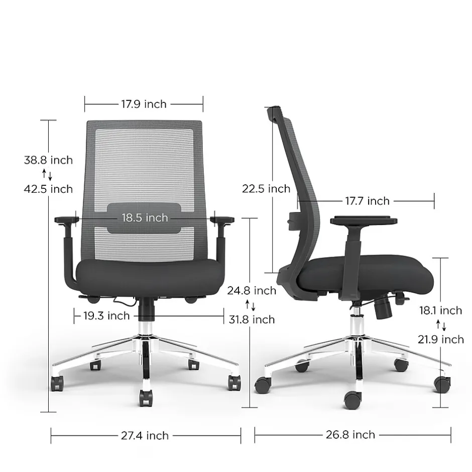 Outlet Prestige Marrett Ergonomic Fabric Swivel Task Chair, Black (UN53249) Office Chairs