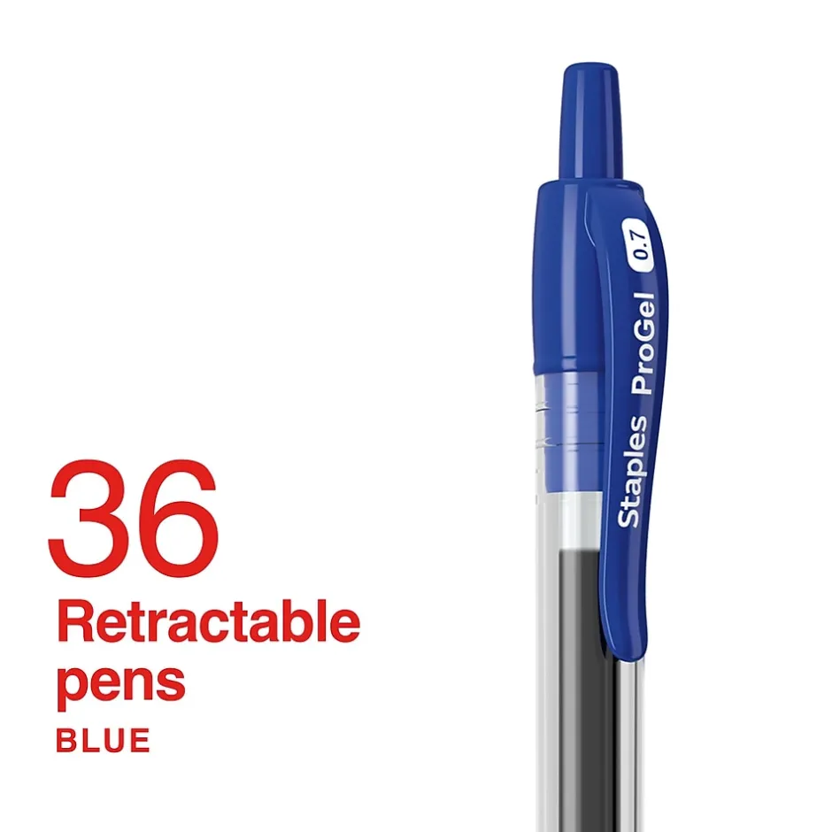 Staples ProGel™ Retractable Gel Pen, Fine Point, 0.7mm, Blue Ink, 36/Pack (ST62108) Sale
