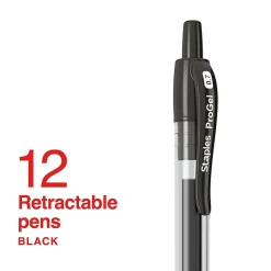 Staples ProGel™ Retractable Gel Pen, Fine Point, 0.7mm, Black Ink, Dozen (ST62095) Sale