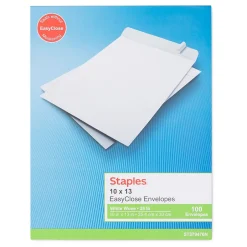 Staples QuickStrip EasyClose Self Seal Catalog Envelopes, 10" x 13", White, 100/Box (ST379476N-CC)* Catalog