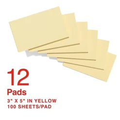 Outlet Recycled Notes, 3" x 5", Sunshine Collection, 100 Sheet/Pad, 12 Pads/Pack (S-35YR12/52571) Sticky Notes
