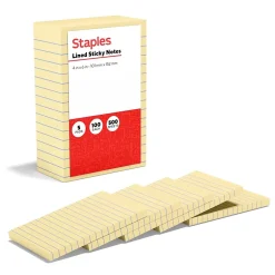 Hot Recycled Notes, 4" x 6", Sunshine Collection, Lined, 100 Sheet/Pad, 5 Pads/Pack (S46YR/552572) Sticky Notes