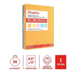 Discount Recycled Pastel Multipurpose Paper, 20 lbs., 8.5" x 11", Assorted Colors, 400 Sheets/Ream (14804) Multipurpose Paper