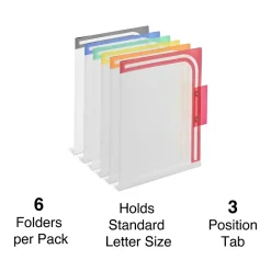Staples Reinforced File Folder, 1/3 Cut, Letter Size, Assorted Colors, 6/Pack (TR39414) Clearance