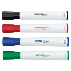 Staples Remarx Dry Erase Markers, Chisel Point, Assorted, 4/Pack (29205) Online