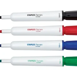 Staples Remarx Dry Erase Markers, Chisel Point, Assorted, 4/Pack (29205) Online