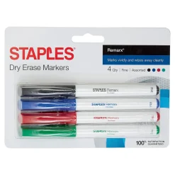 Staples Remarx Dry Erase Markers, Fine Point, Assorted, 4/Pack (29207) Best