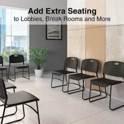 Discount Resin Stacking Chair, Black, 4/Pack (51475) Folding & Stacking