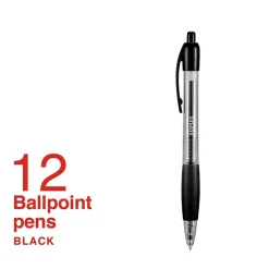 Staples ® Retractable Ballpoint Pens, Fine Point, 0.7mm, Black Ink, Dozen (50786-CC) Discount