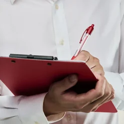 Staples Retractable Ballpoint Pens, Fine Point, Red Ink, Dozen (50787) Clearance