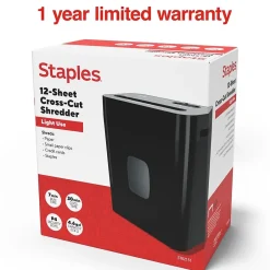 Staples 12-Sheet Cross-Cut Multi-Media Shredder (ST62151)* Shredders & Accessories