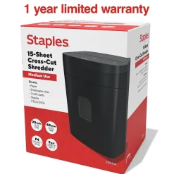 Staples 15-Sheet Cross-Cut Multi-Media Shredder (ST62154)* Shredders & Accessories