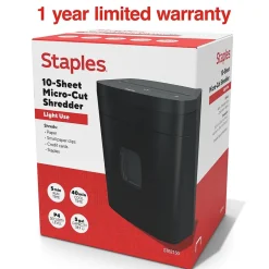 Staples 10-Sheet Micro-Cut Multi-Media Shredder (ST62150)* Shredders & Accessories