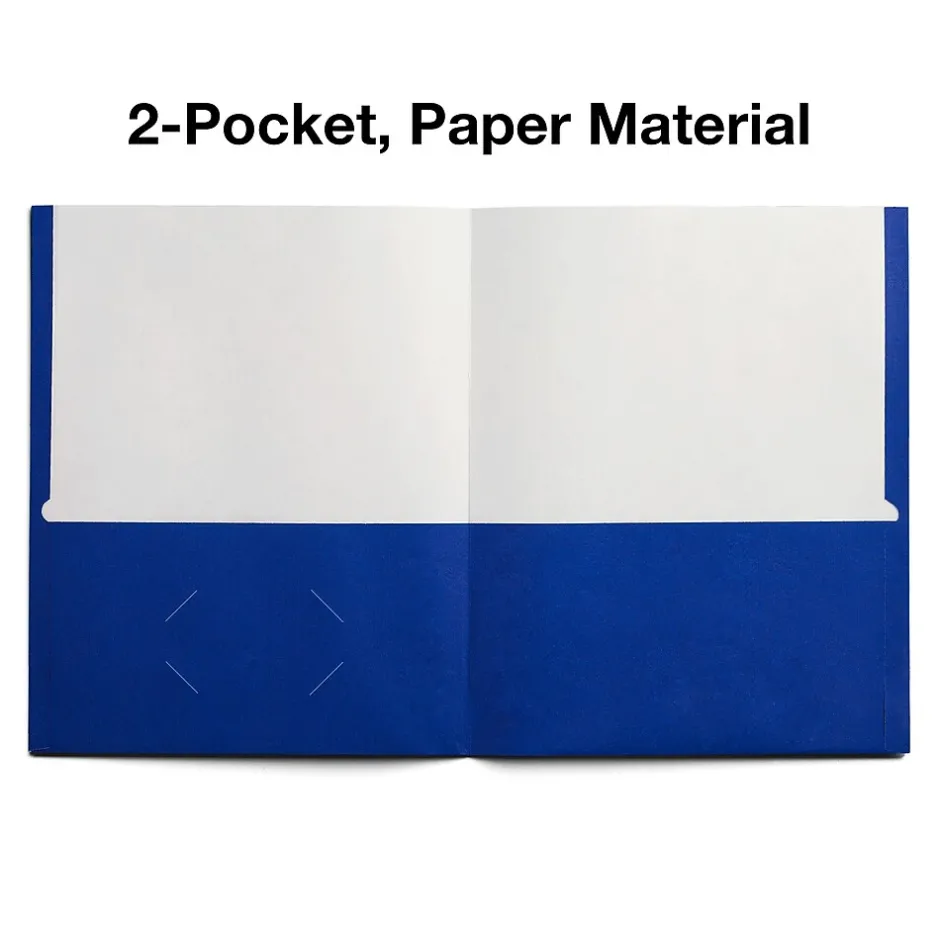 Staples Smooth 2-Pocket Paper Folder, Electric , 25/Box (27534-CC) Blue
