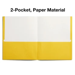 Staples Smooth 2-Pocket Paper Folder, , 25/Box (27538-CC) Yellow Outlet