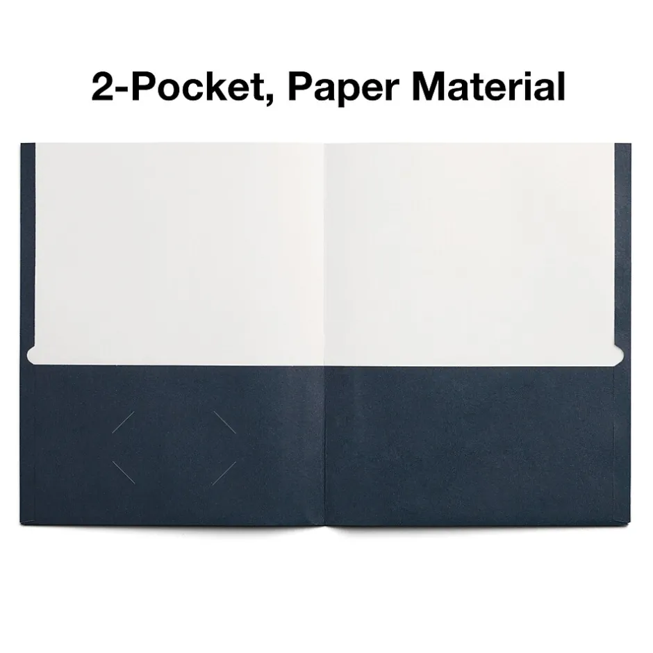 Staples Smooth 2-Pocket Paper Folder, , 25/Box (27539-CC) Navy Best