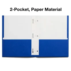 Staples Smooth 2-Pocket Paper Folder with Fasteners, , 25/Box (50774/27542-CC) Blue New