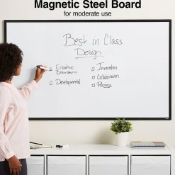 Sale Standard Durable Magnetic Steel Dry-Erase Whiteboard, Steel Black Frame, 5' x 3' (52480-CC) Dry Erase