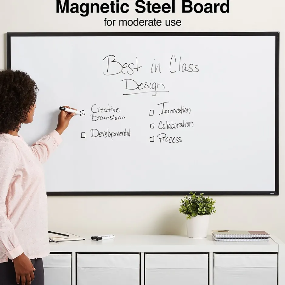 Sale Standard Durable Magnetic Steel Dry-Erase Whiteboard, Steel Black Frame, 5' x 3' (52480-CC) Dry Erase