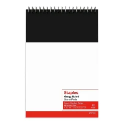 Staples Steno Pads, 6" x 9", Gregg Ruled, Green, 80 Sheets/Pad, 72 Pads/Carton (TR57353CT) Hot