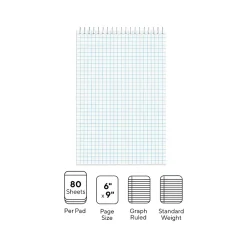 Staples Steno Pads, 6" x 9", Graph Ruled, White, 80 Sheets/Pad, 6 Pads/Pack (ST57352) Sale