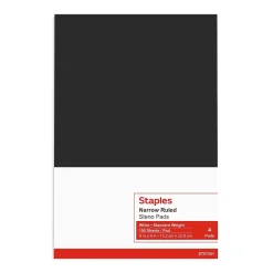 Staples ® Steno Pads, 6'' x 9'', Narrow Ruled, 100 Sheets/Pad, 4 Pads/Pack (28046) Sale