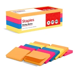 Discount Stickies 1 1/2" x 2" Bright Notes, 12 Pads/Pack (S-152BR12/52556) Sticky Notes