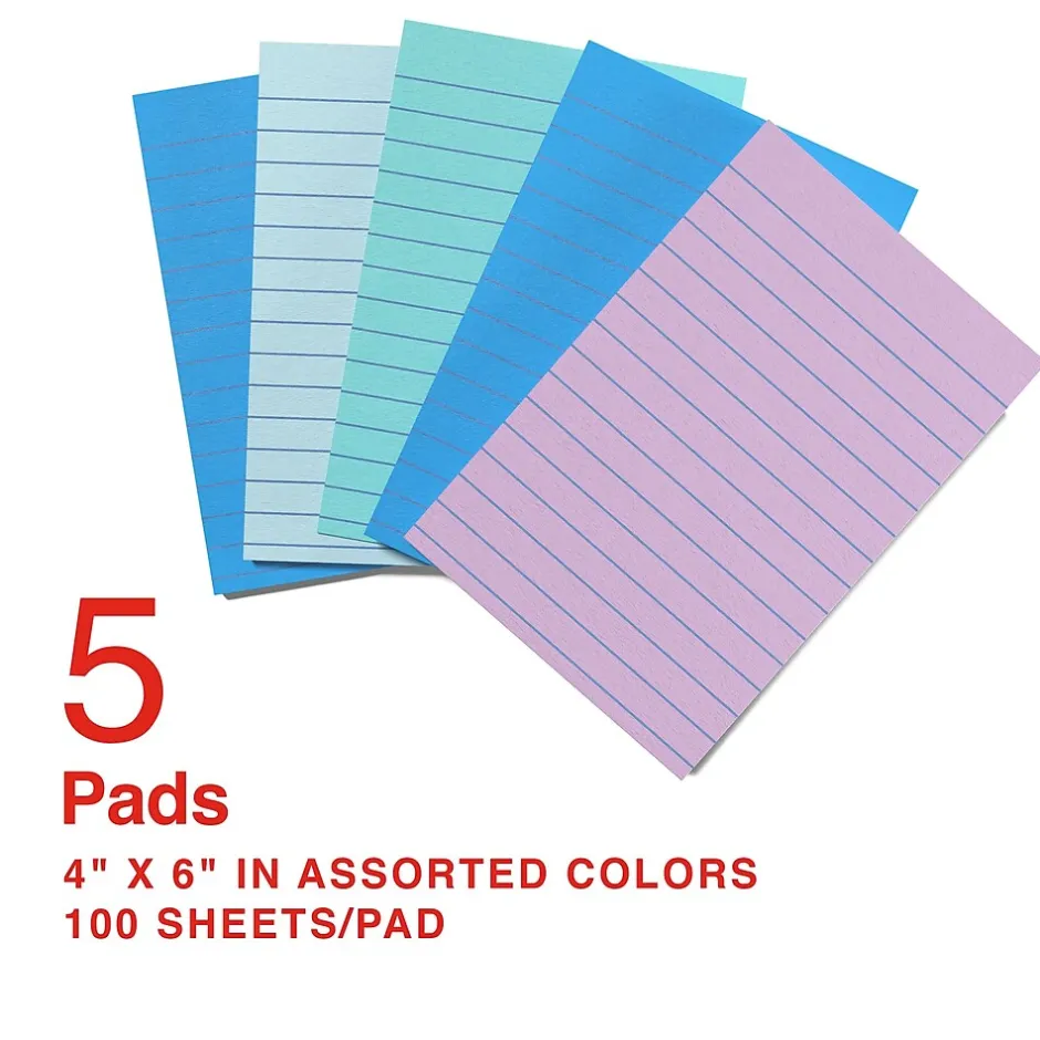 Stickies Standard Notes, 4" x 6" Assorted, 100 Sheets/Pad, 5 Pads/Pack (S-46WC5/52573) Sticky Notes