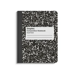 Staples 1-Subject Composition Notebook, 7.5" x 9.75", Graph Ruled, 80 Sheets, Black, 24/Carton (20075CT) New