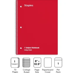 Staples 1-Subject Notebooks, 8