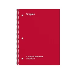 Staples ® 1-Subject Subject Notebooks, Other, College Ruled, 100 Sheets, Black (42077M)