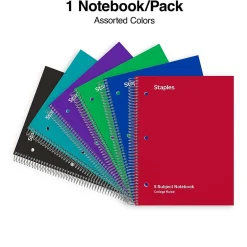 Staples ® 5-Subject Subject Notebooks, 8.5