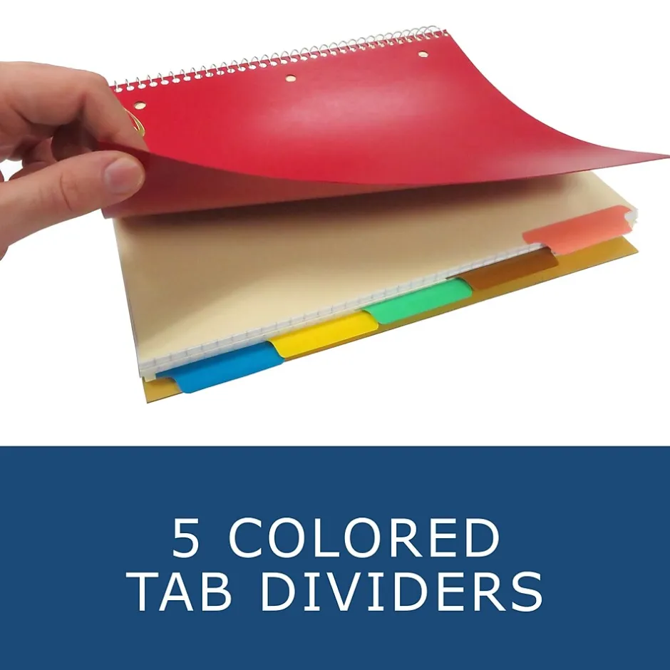 Staples 5-Subject Subject Notebooks, 8.5" x 11", College Ruled, 200 Sheets (11197) Outlet