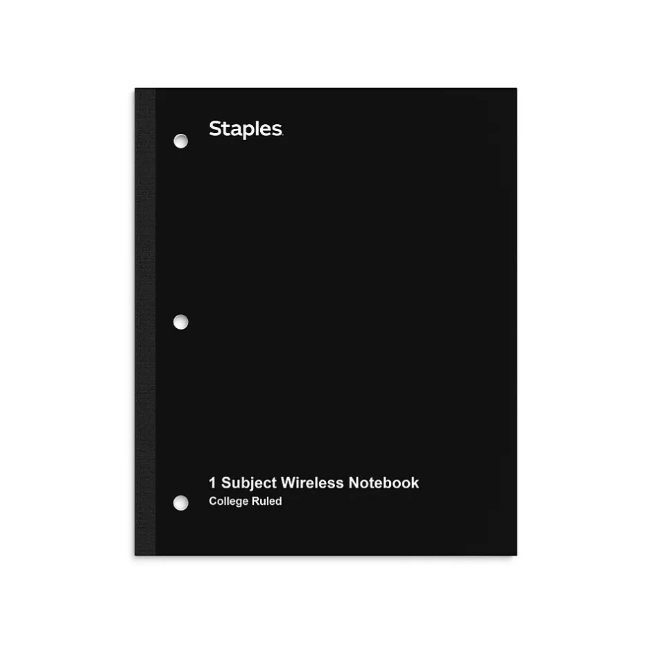 Staples ® 1-Subject Subject Notebooks, 8.5" x 11", College Ruled, 100 Sheets, Assorted (27628/54896)