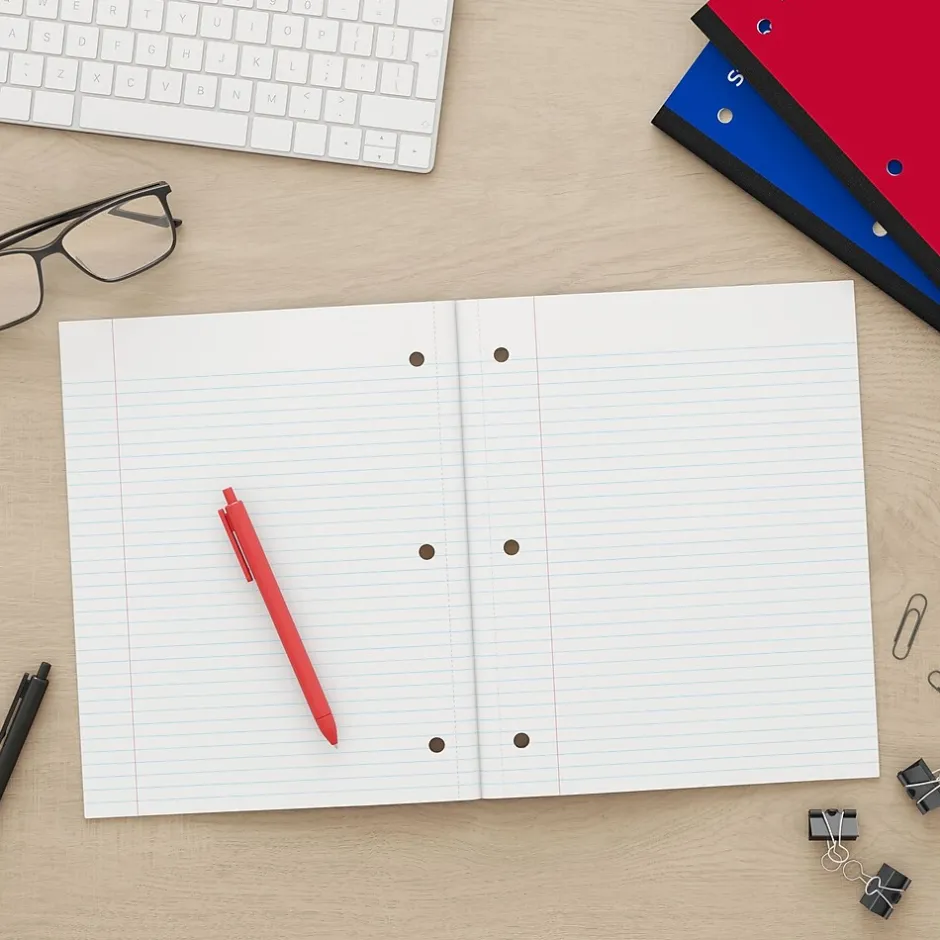 Staples ® 1-Subject Subject Notebooks, 8.5" x 11", College Ruled, 100 Sheets, Assorted (27628/54896)