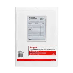 Staples Super Heavy Weight Job Ticket Holder, 9" x 12", Clear, 10/Pack (15946-CC) Clearance