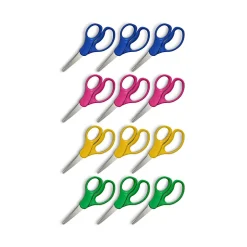 Staples Teacher Pack 5" Kids Pointed Tip Stainless Steel Scissors, Straight Handle, Right & Left Handed, 12/Pack (TR55057) Hot