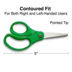 Staples Teacher Pack 5" Kids Pointed Tip Stainless Steel Scissors, Straight Handle, Right & Left Handed, 12/Pack (TR55057) Hot